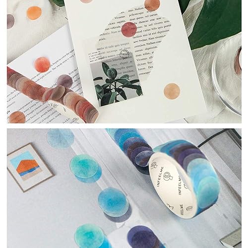 Miniatura 9 de YUBBAEX Fruits Candy - Juego de cinta Washi de 916 pulgadas, calcomanías redondas, 300 puntos de 3 rollos para planificador de diario, álbum de