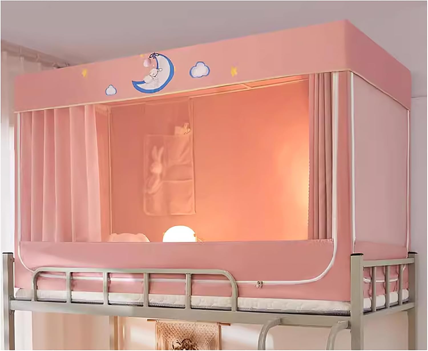 Fabric Bed Drapes Mesh Protection Canopy Shielding Netting,Bed Tents,Bunk Bed Tent Twin Canopy Bed Curtains 4 Corner Post Bed Canopy Frame Twin Top Bunk Bed Tent Canopy, Canopy Bed Frame Pos