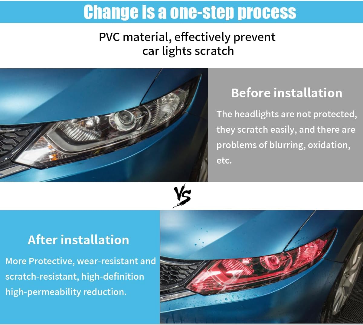11.88×48 Inches Car Light Self-Adhesive Tint Film Brake Light Headlight Tail Light Fog Light Car Vinyl Wrap Protector Film Auto Modification Cover for Cars, Trucks, SUVs,(Car Light Tint Film)