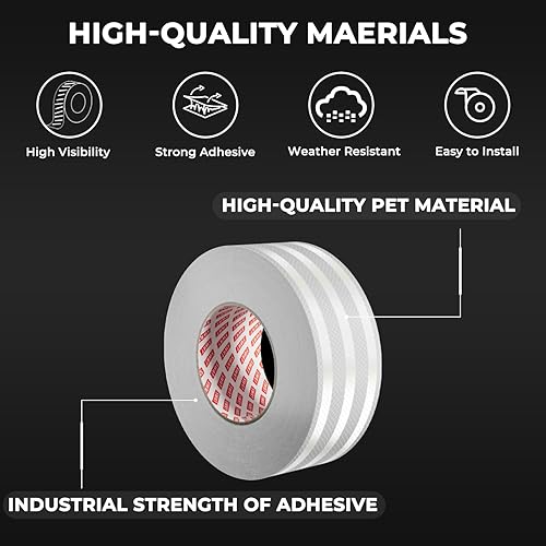 Vista 3 de SWRT Cinta reflectante de 2 pulgadas x 30 pies para exteriores, impermeable, DOT-C2, resistente a la decoloración, cinta reflectante blanca, cinta