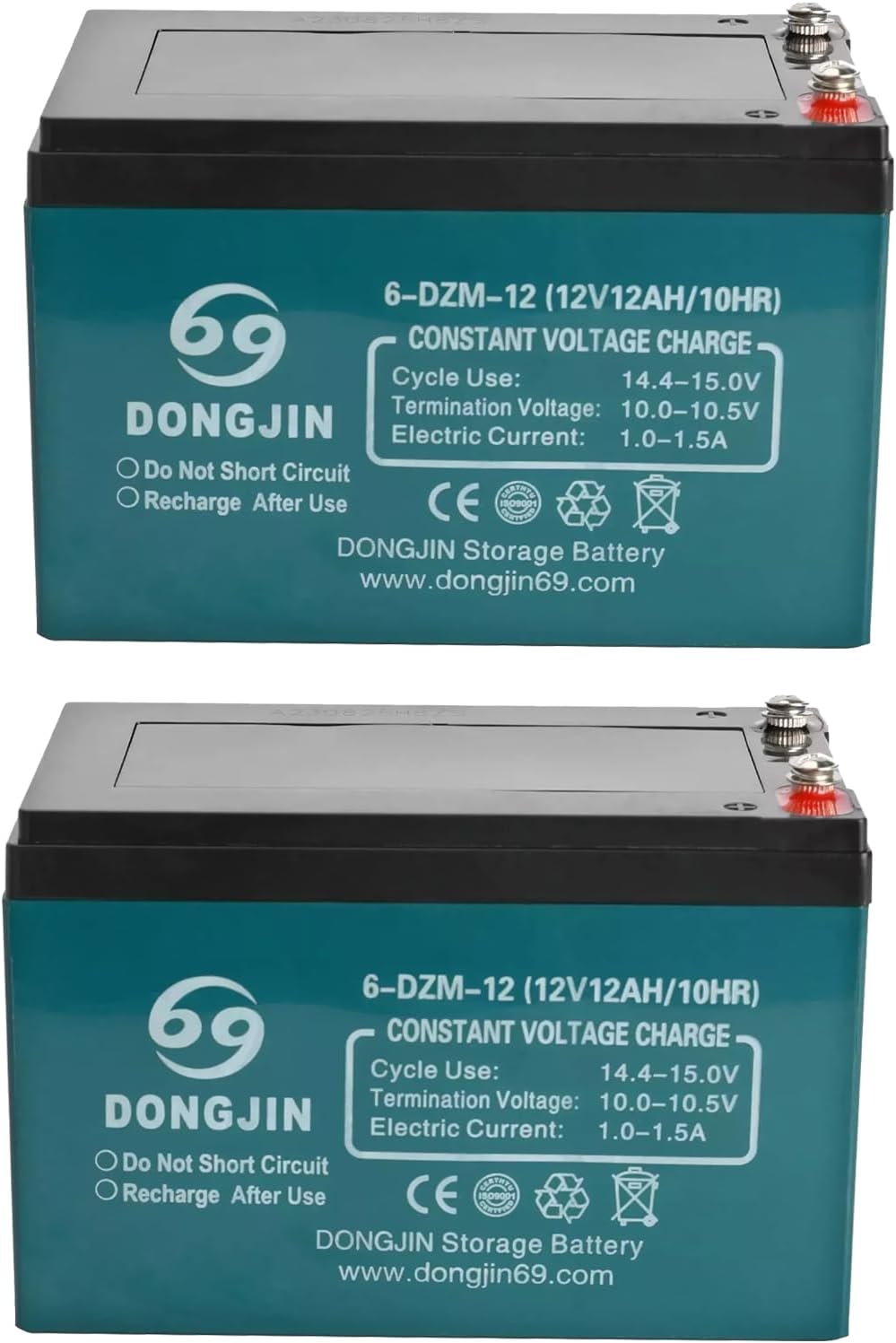 2 Pack 12V 12Ah Battery Sealed Lead Acid (SLA) 6-DZM-12 Rechargeable Maintenance-Free Batteries for Motorcycle Electric Go Kart Scooter ATV Quad eBike Pit Dirt Bike Buggy 4 Wheelers Drift Trike