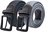 Maikun Elastic Belt, Mens Black Buckle Stretch Woven Belt Casual Wear Jeans Pants Golf