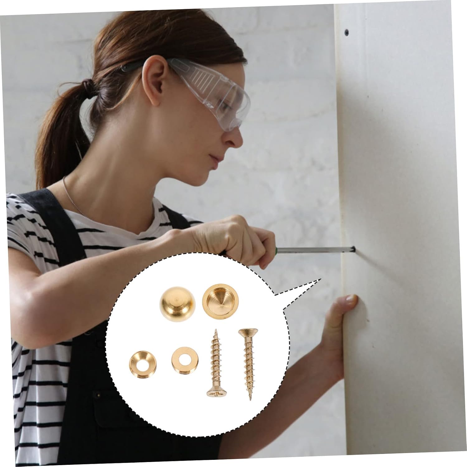 16pcs Thicken Copper Mirror Nails Decorative Caps Self-Tapping Screws for Glass Furniture Easy Installation Sturdy Cover for Wardrobes and Mirrors