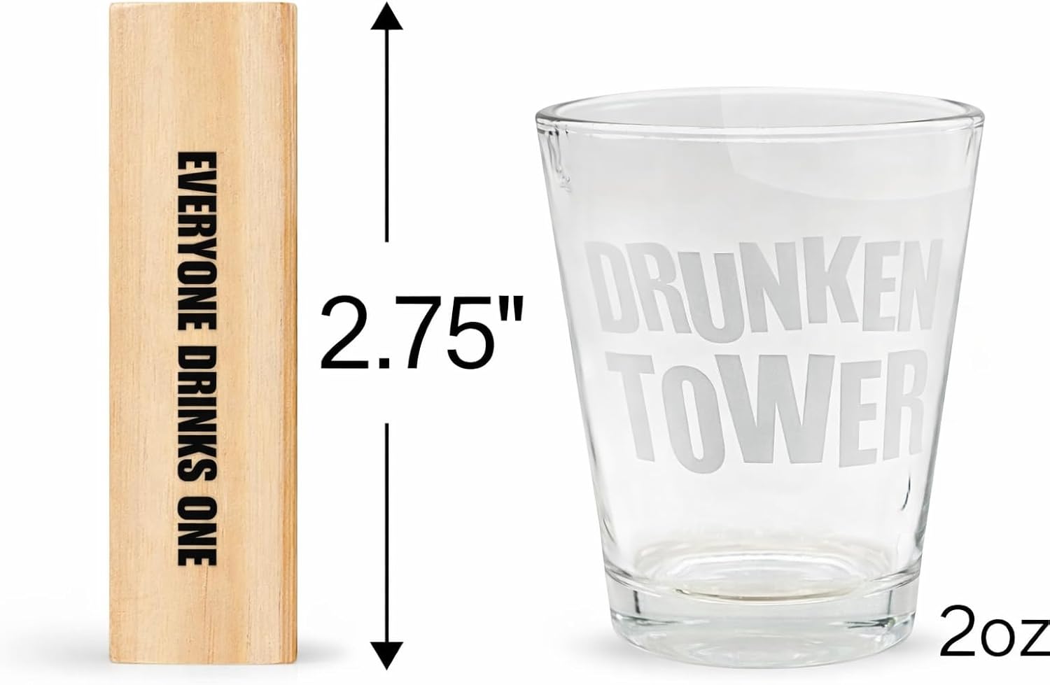 ArtCreativity Tumbling Tower Drinking Games for Adults, with 4 Glasses and 48 Wooden Blocks with Challenges, Fun House Adult Party Games for Game Night, Great Gift Idea for Everyone