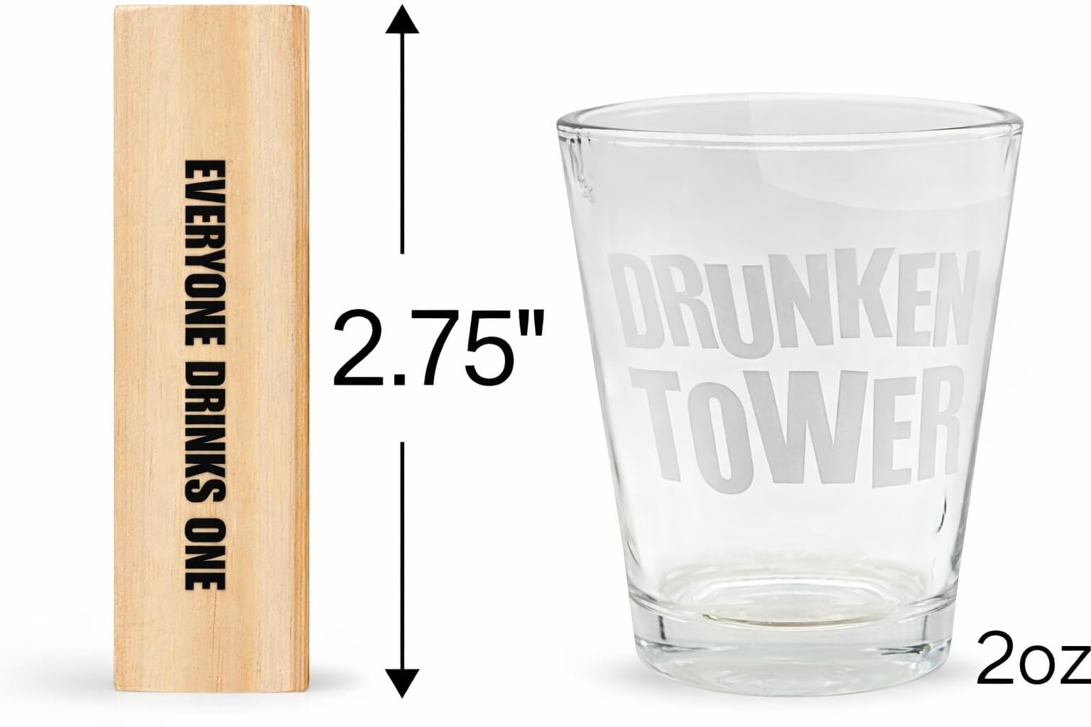 ArtCreativity Tumbling Tower Drinking Games for Adults, with 4 Glasses and 48 Wooden Blocks with Challenges, Fun House Adult Party Games for Game Night, Great Gift Idea for Everyone