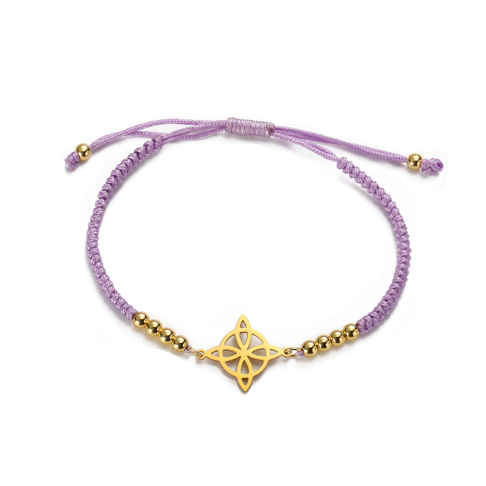 Witch Knot Bracelet Irish Trinity Celtic Knot Bracelet Handmade Braided Rope Lucky Red String Bracelet Adjustable Beaded Couple Triquetra Wiccan Amulet Jewelry