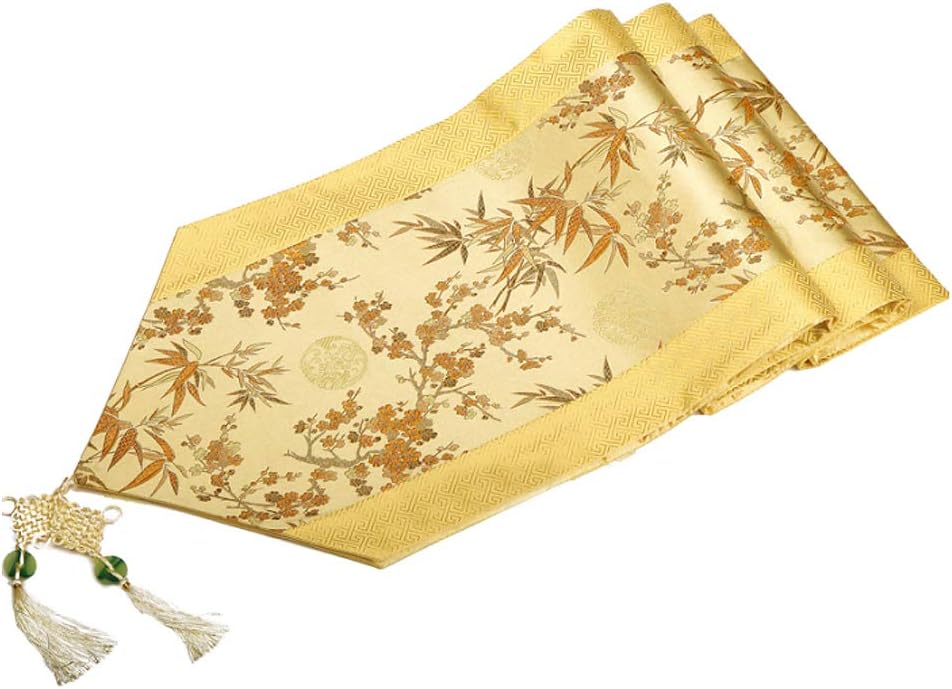 Elegant Table Runner Gold Floral and Leaf Pattern 91x13