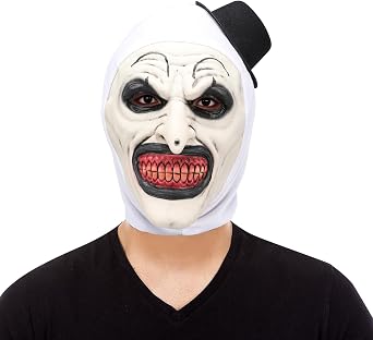 Pigmiss Horror Art the Clown Mask Scary Creepy Halloween Cosplay Mask Killer Masquerade Party Costume Accessories, White