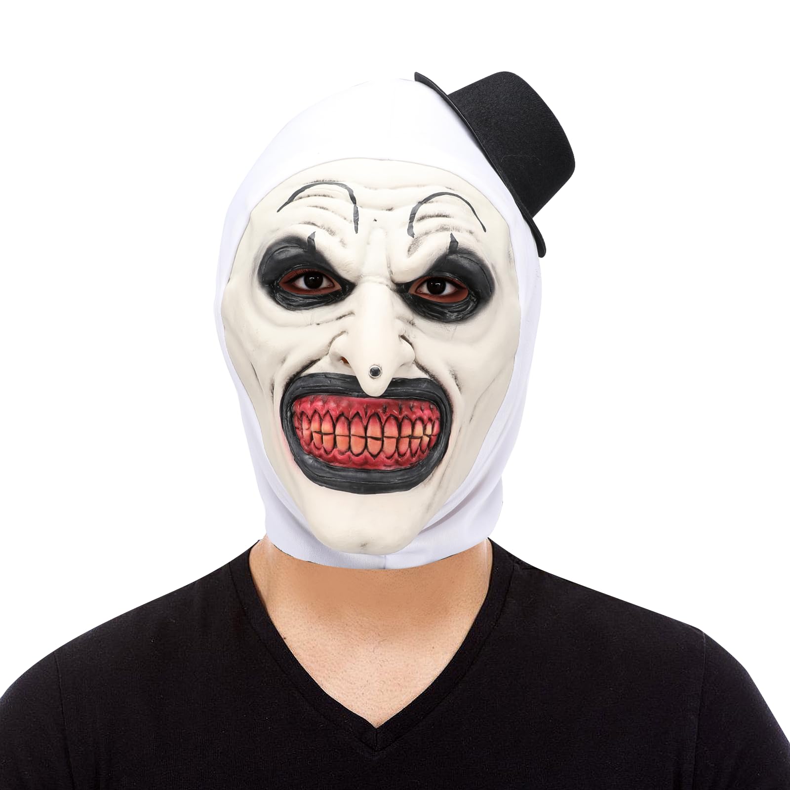 Joyincoser Halloween Scary Clown Mask Extreme Deluxe Latex Horror Costume Horror Gifts for Killer Cosplay Carnival Haunted House Party Cosplay (C)