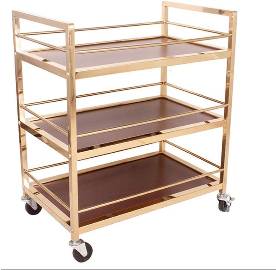 Storage Rack Serving Trolley Kitchen Trolley Island Trolley Metal Frame Rolling 3 Shelves Shelves Railings with Lock Wheel Unit Organizer,A,74 x 45 x 88 cm,B-74 x 45 x 88 CM