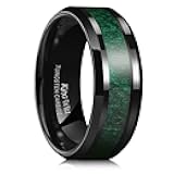 Nature Koa Wood Inlay Tungsten Carbide Wedding Ring 8mm Silver/Black/Gold/Green/Rose Gold/Blue Wedding Band for Men High Polished Anniversary Rings Comfort Fit Size 6-15