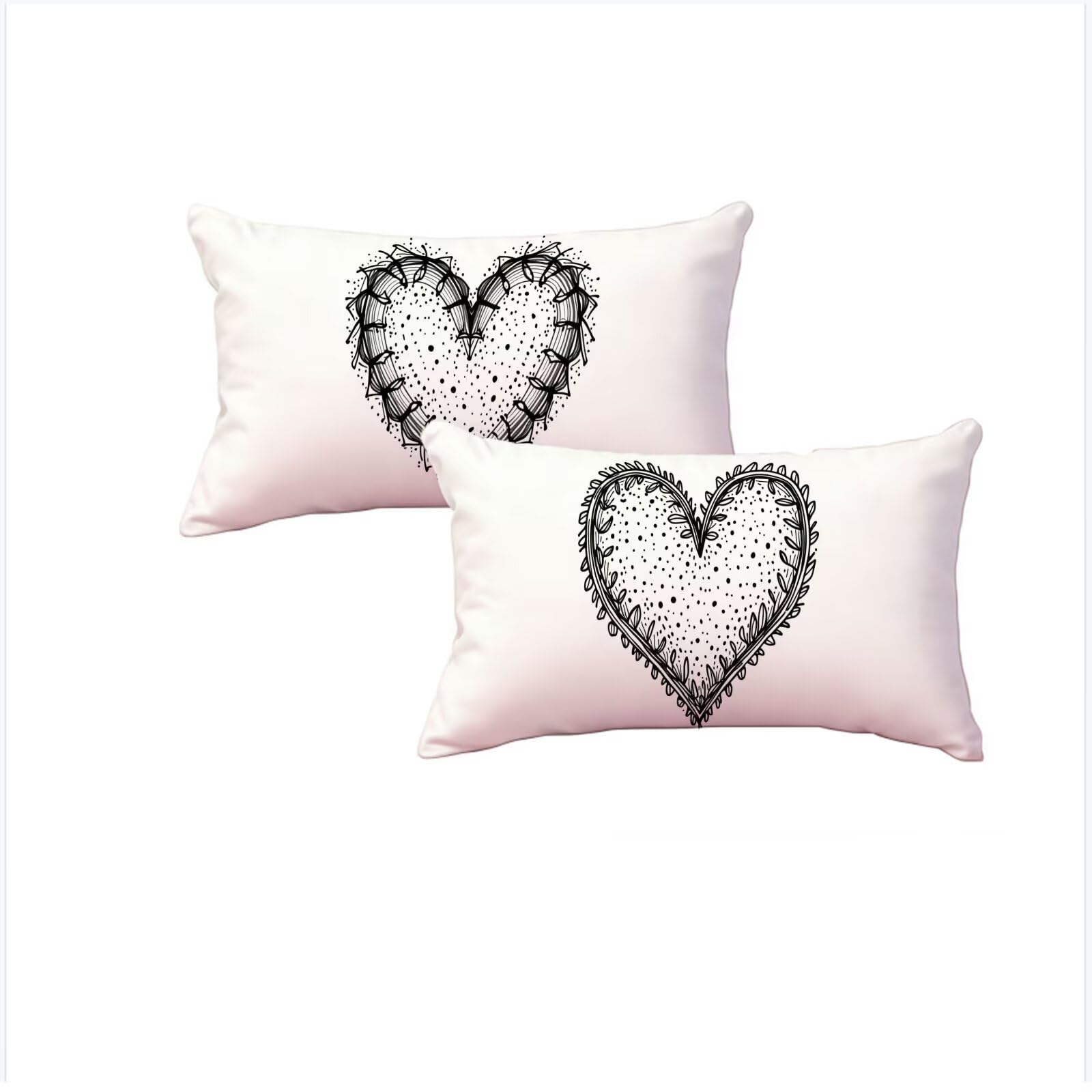 Housse coussin 50x80cm imperméable en lin lot de 2 motif géométrique noir