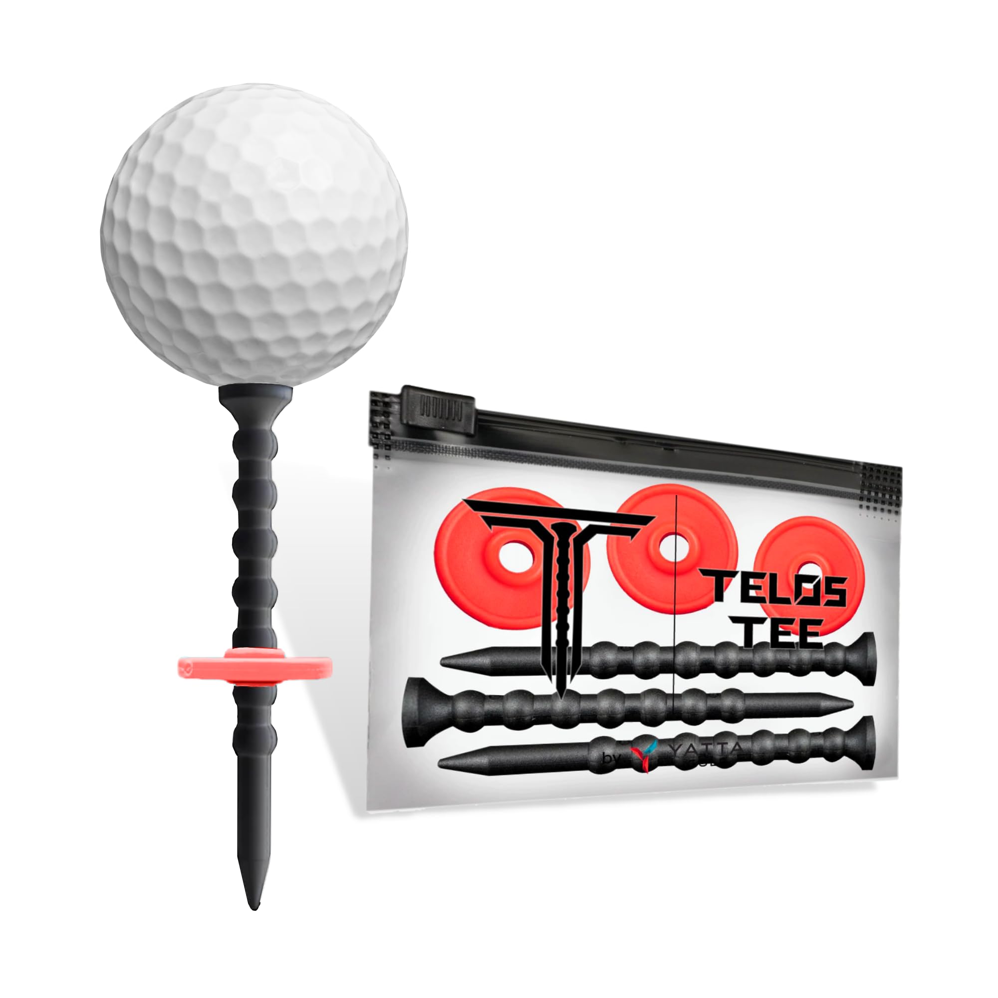 YATTA GOLFTelos Premium Golf Tees – Adjustable Golf Tees – Tee Off with Greater Consistency and Shoot Better Scores - Unbreakable Golf Tees – Lasts The Average Golfer A Season (Fire Red)