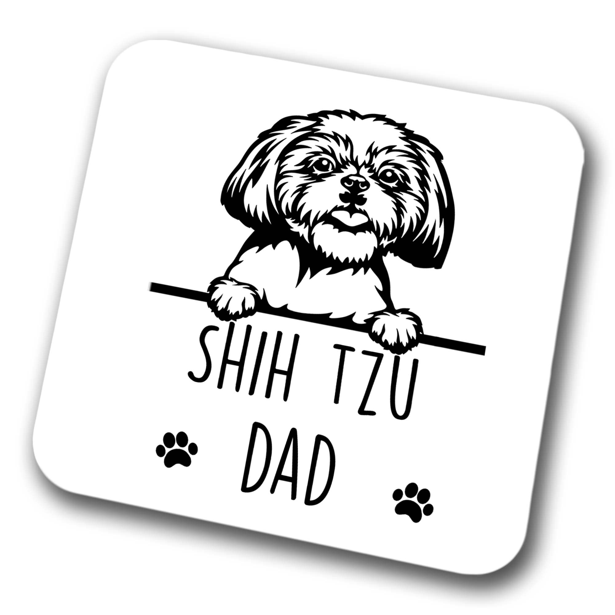 Faithful Prints Boys Shih Tzu Dad Coaster Pet Present Shih Tzu Dog Mum Dad Friend Joke Funny Gift Birthday Christmas, Hardboard Coaster