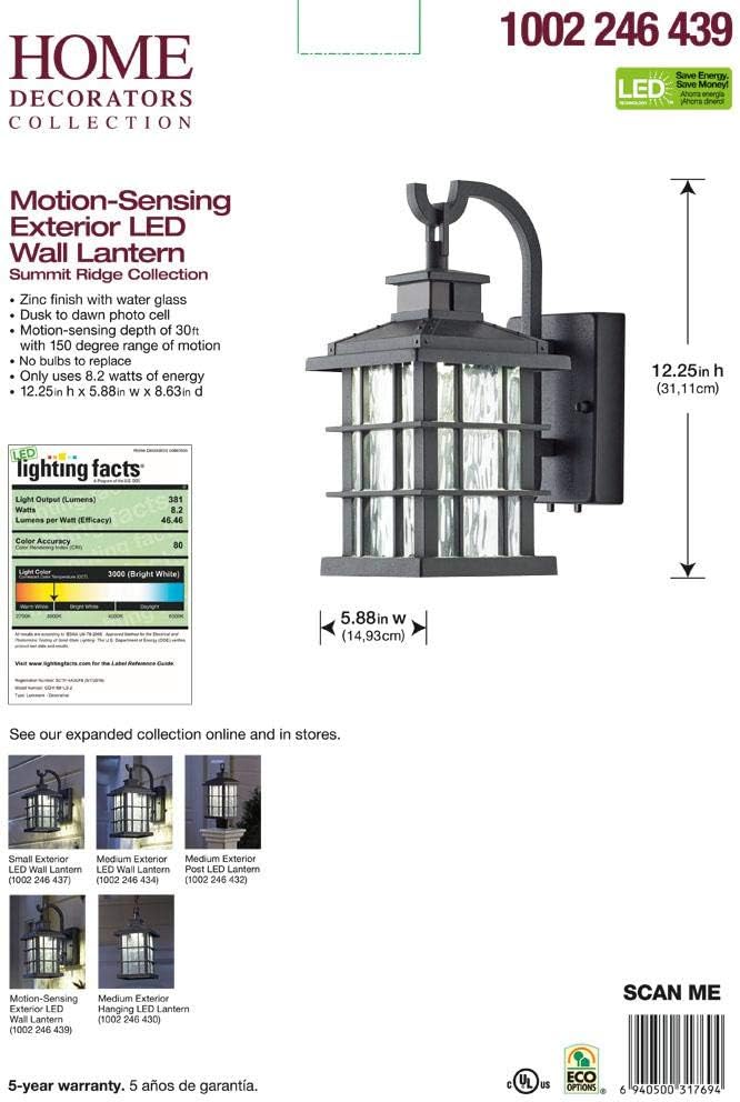 70% Off Discount Home Decorators Collection Summit Ridge Collection Zinc Outdoor Integrated LED Small Wall Mount Lantern Best Quality 🔥 Home Decorators Collection Summit Ridge Collection Zinc Outdoor Integrated LED Small Wall Mount Lantern