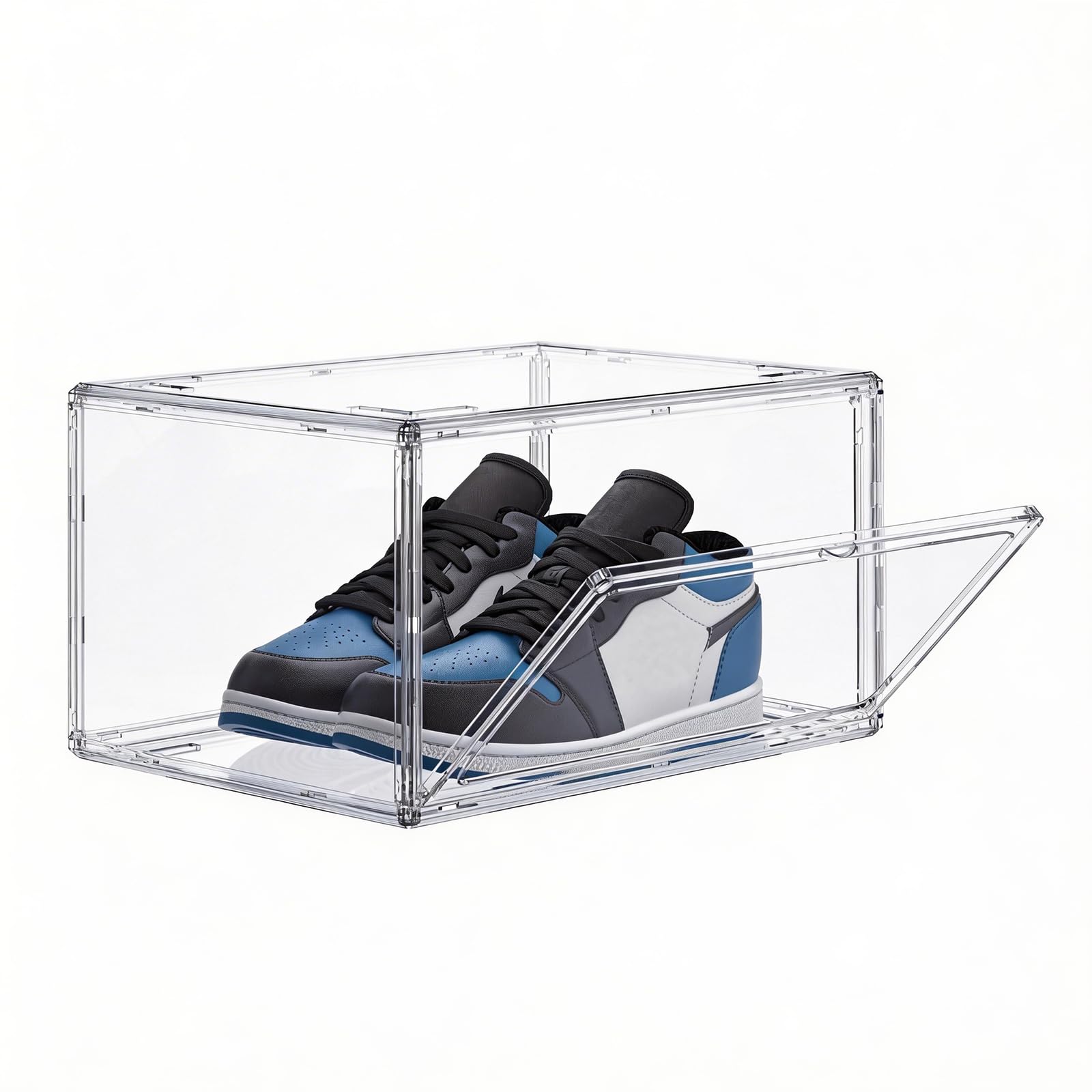 HIYOHIYO Acrylic Clear Shoe Storage Boxes Stackable for High-end Sports Shoes 360° Fully Transparent Display Box with Magnetic Door Suitable for Ankle Boots High Heels Size 14 (1-Pack)