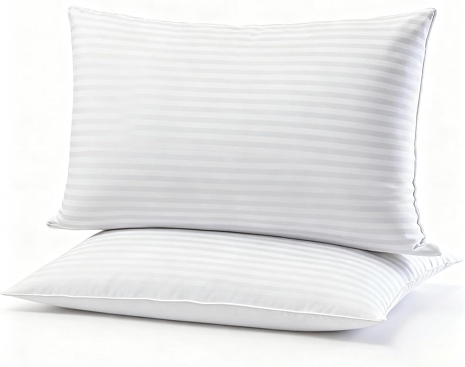 Flat Ultra Thin Bed Pillows King Size Pillow Set of 2 Extra Soft Down Alternative for Stomach Side Back Sleeper Hotel Collection 20x36inches Thin Stripes King(2 Pack)