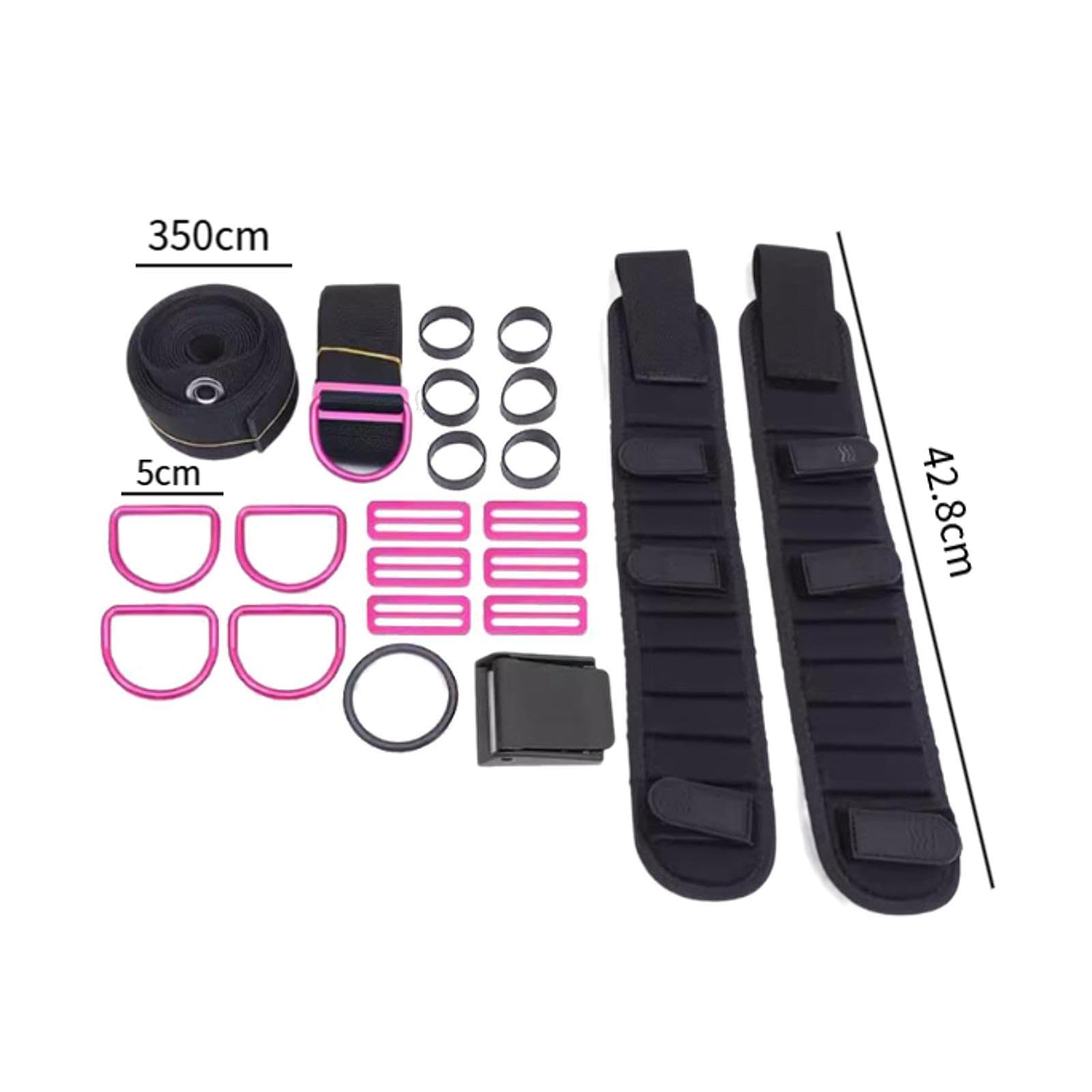 kowaku Scuba Diving Backplate Harness Set Dive Spare Parts, Shoulder Cushion BCD Holder Crotch Strap Set Weight Belt, Rose Pink