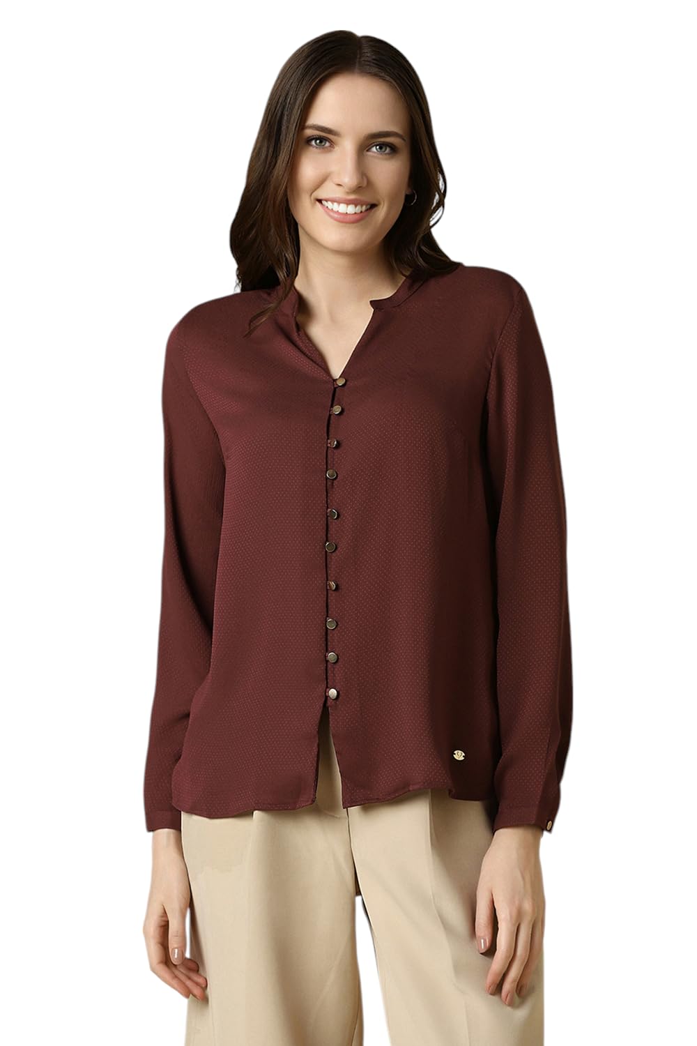 allen solly Women Polyester Regular Fit Full Sleeve Solid Button Up Formal Top-picture-45