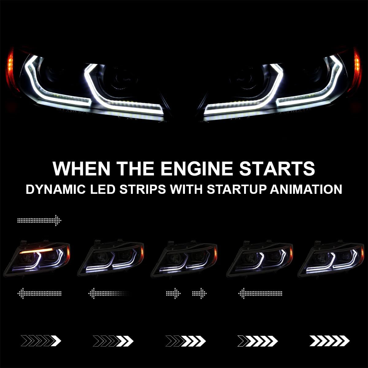 SPEC-D TUNING Black Smoke Dual Projector Headlights with 3D LED Tube and Startup Animation Compatible with 2006-2011 BMW 3-Series E90 Sedan/E91 Wagon, Left + Right Pair Headlamps Assembly
