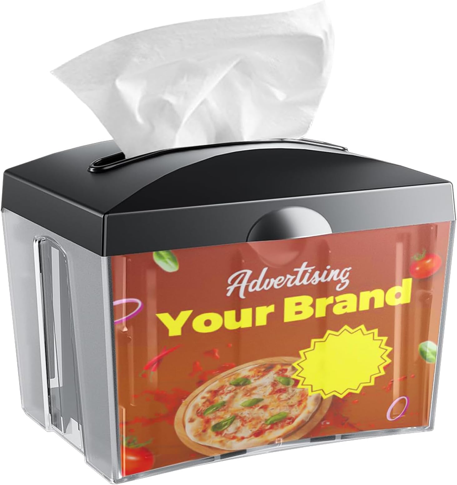 Tabletop Napkin Dispenser, Commercial Paper Napkin Dispensers, Black, 8" x 6.1" x 6.5", CHUANGDIAN