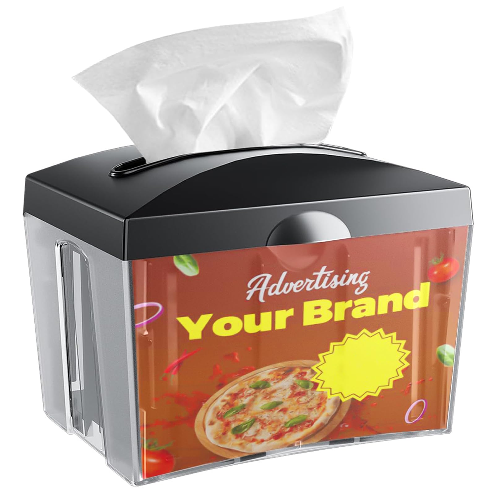 Tabletop Napkin Dispenser, Commercial Paper Napkin Dispensers, Black, 8" x 6.1" x 6.5", CHUANGDIAN