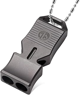 TACRAY Titanium Emergency Survival Whistle, Portable Necklace Whistle, L...