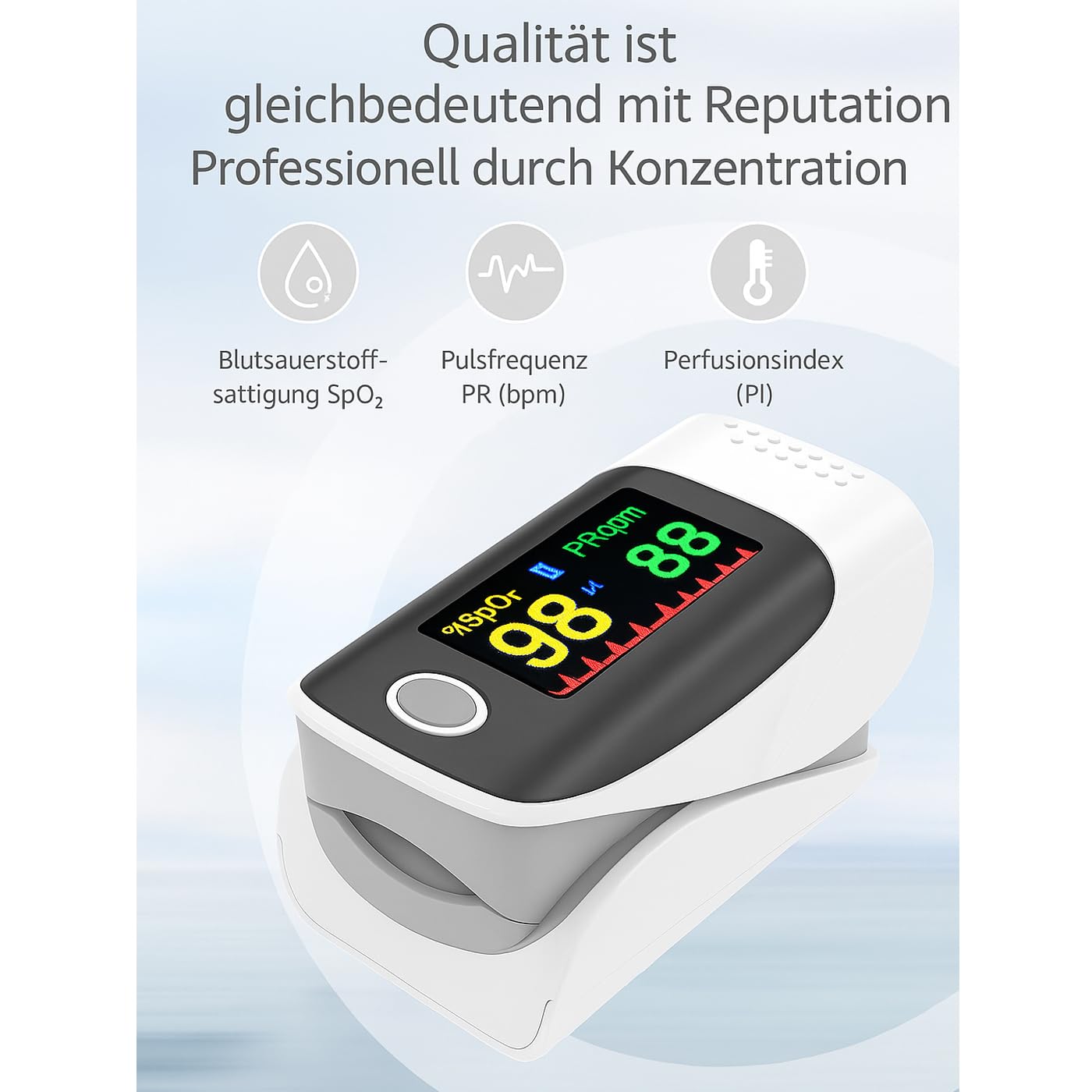 H20C Bolwins professioneller Finger Pulsoximeter SpO2 Oximeter zur Sauerstoffsättigung & Puls Messung – genaues Blut Sauerstoff Messgerät für Zuhause, Klinik, unterwegs, Erwachsene & Kinder