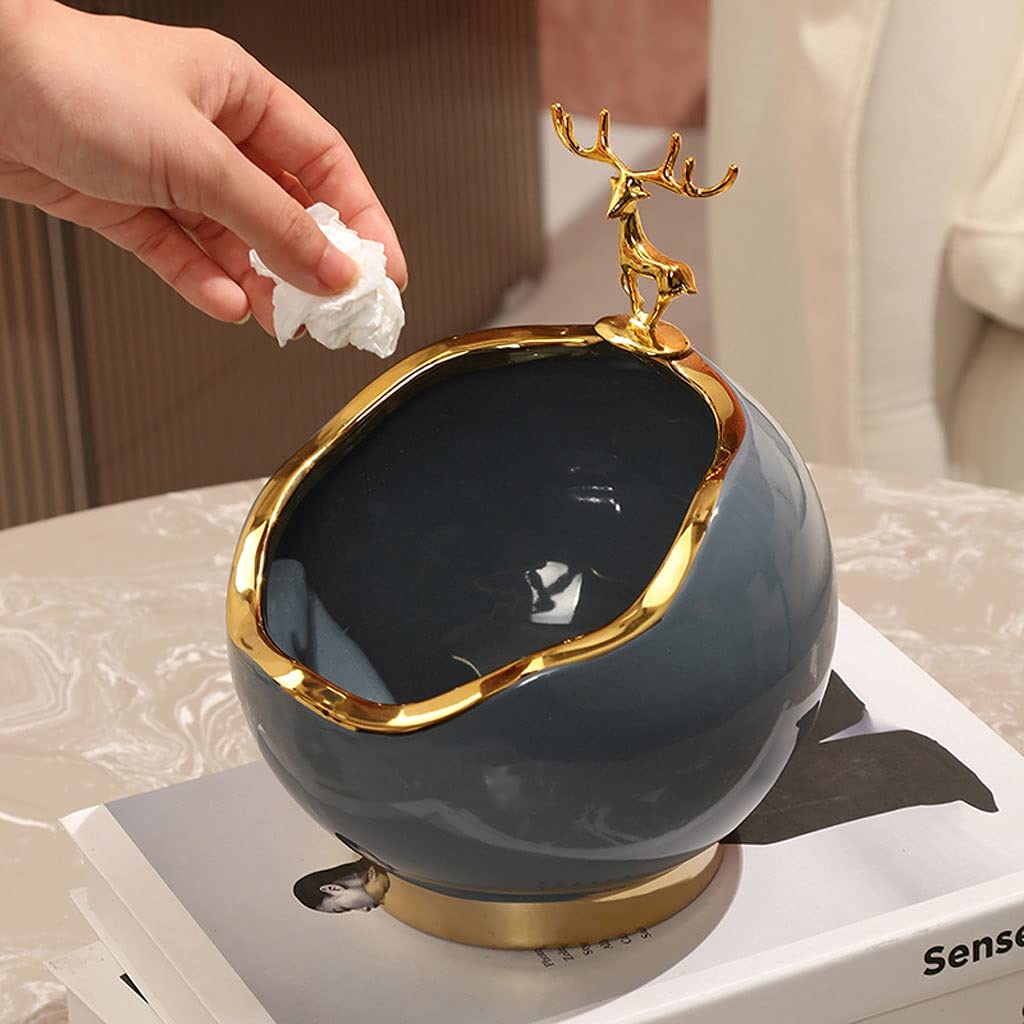 Cubo de Basura La Basura Puede Creative Cerámica Mini Basura de Lujo Can Pintada Pintura ANTLADORES DE Manos DE Basura DE Basura ACENDIDO Los Mejores artículos de Estilo de Vida (Color : Gris)