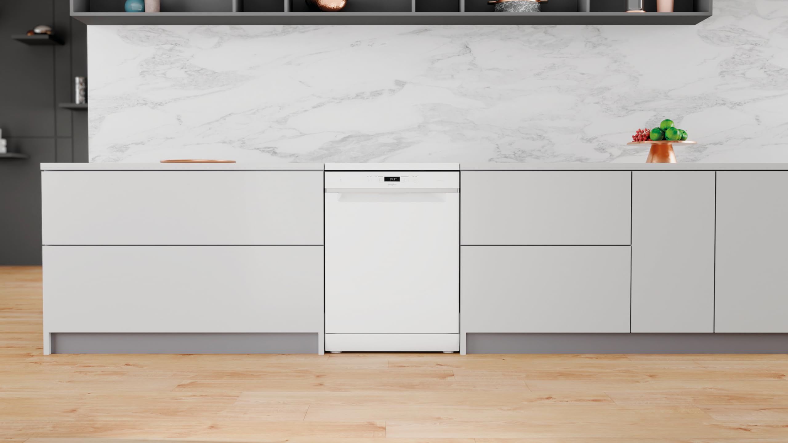 Whirlpool - Lavavajillas WFC 3C34 P 60 cm blanco, tecnología power clean, 44dBA, 14 cubiertos, eficiencia NEL D