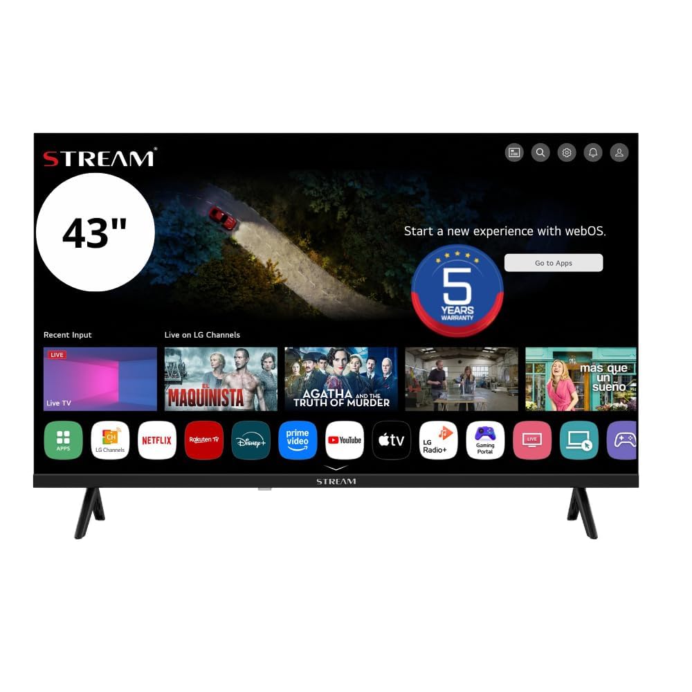 LG Stream System WebOS 8.3, Smart TV 43", FullHD, Magic Remote Control, HDR10, sans Cadre, Contrôle Vocal (LG Thinq AI) avec Mode Hôtel - Modèle WSTRF4326TEX