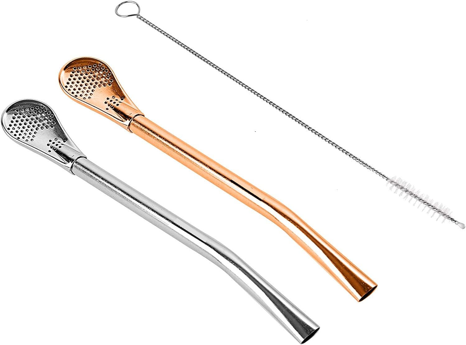 Straw Bundle Reusable Stainless Steel Drinking Straws with Filter Spoon