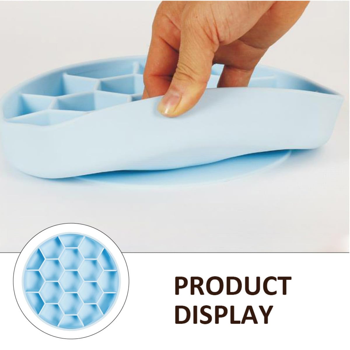 Amosfun Comedero Lento para Perros Antiasfixia de Silicona, Tamaño Mediano Azul, Base Antideslizante para Alimentación Saludable y Tapete para Lamer Mascotas Pequeñas
