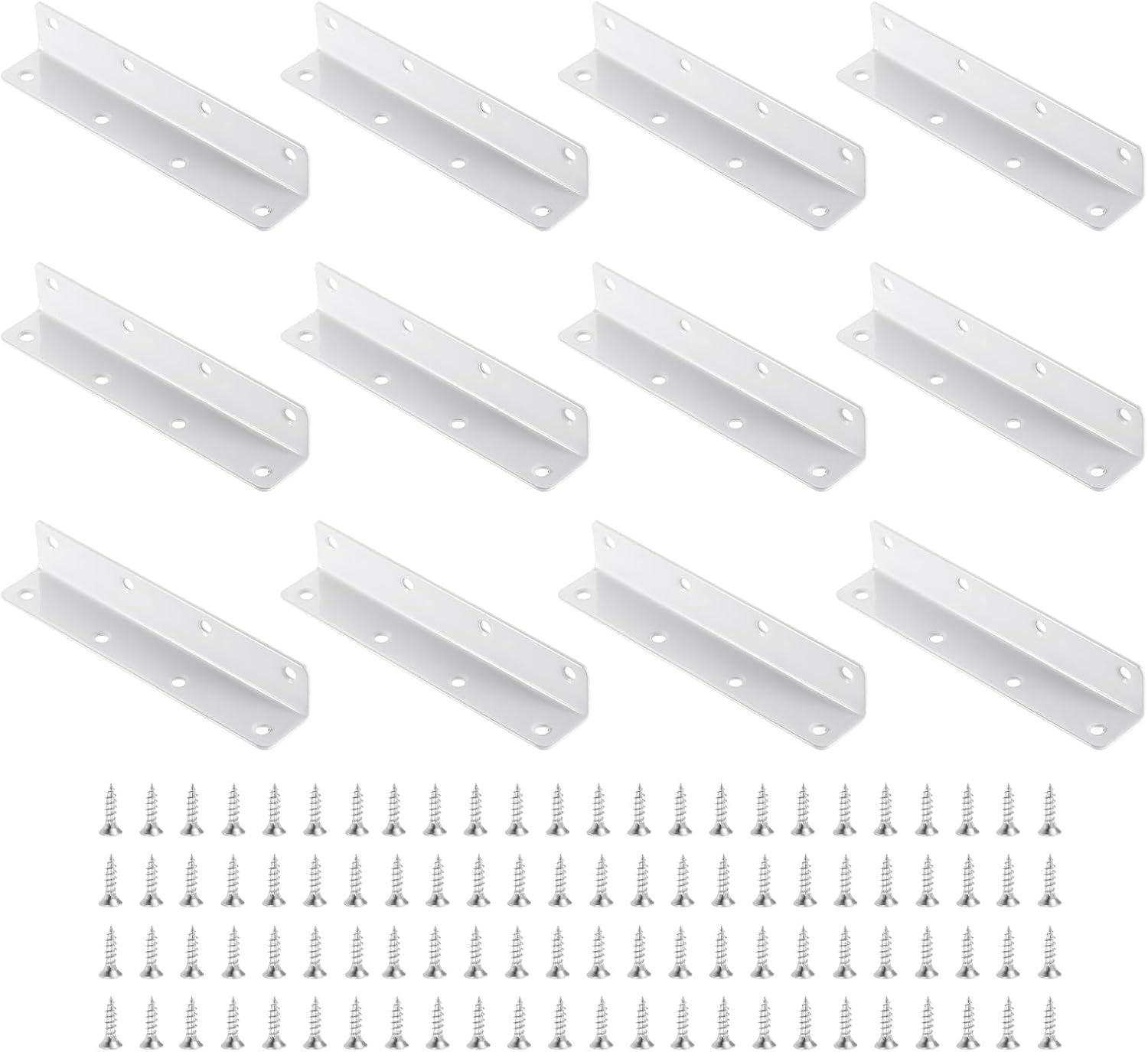 uxcell 20Pcs L-Shaped Brackets Corner Brace, 0.98"x0.98"x5.51" Corner Bracket Shelf Bracket Right Angle Brackets for Wood Shelves Furniture (25x25x140mm, White)