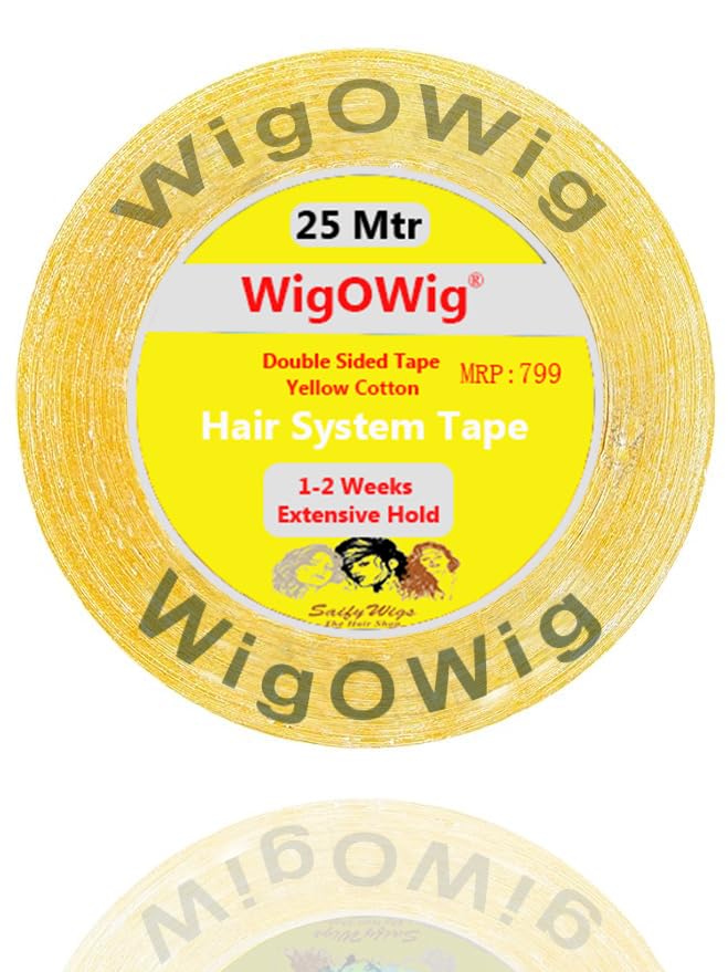 WigOWig Strong hold Yellow double side waterproof Tape for Hair Patch/Toupees (1inch 22mtr)-image-13