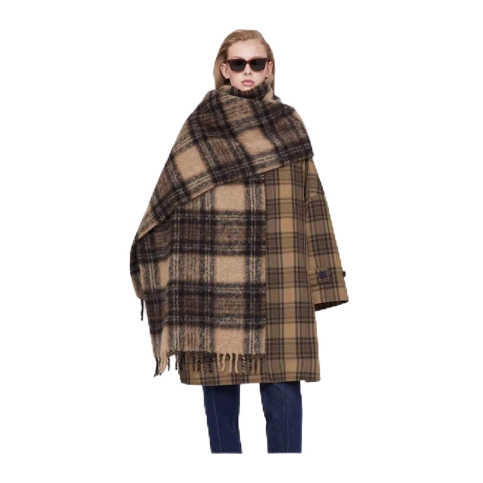 Sciarpa da donna Sciarpa Scozzese In Lana Di Alpaca E Mohair, Scialle In Lana Autunnale E Invernale Da Donna, Sciarpa Calda Con Nappa Spazzolata Scozzese Sciarpe calde invernali