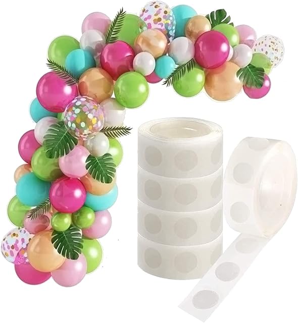 CLEYCYE 500PCS Balloon Glue Dots,Double Sided Sticky Tape Balloon Stickers Dots for Crafting Christmas Wedding Birthday Party Decorations Diy Scrapbooking Craft(5 Rolls)