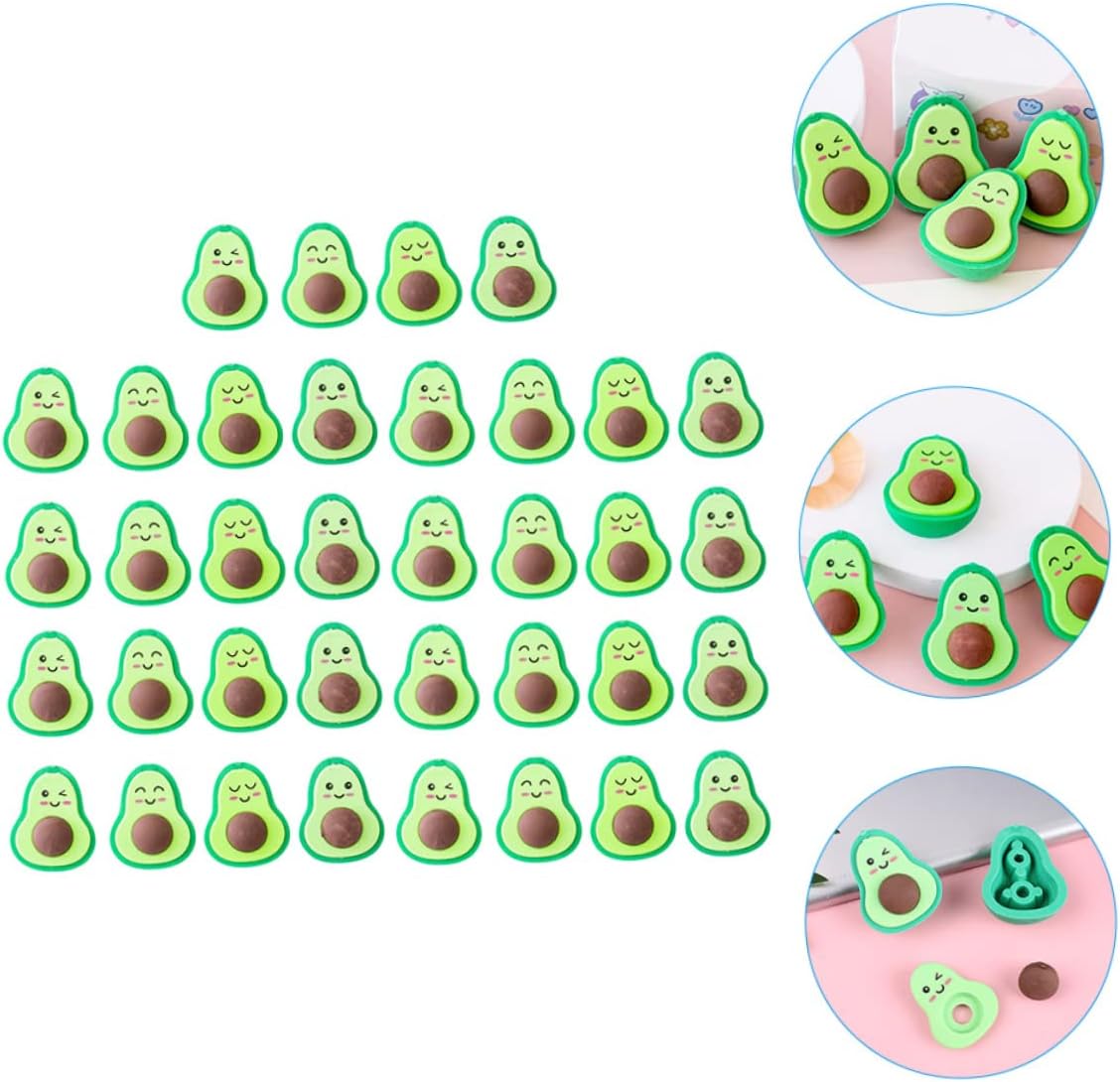 Toddmomy 36Pcs Avocado Shaped Erasers for Small Pencil Erasers Creative School Supplies Gift Classroom Rewards