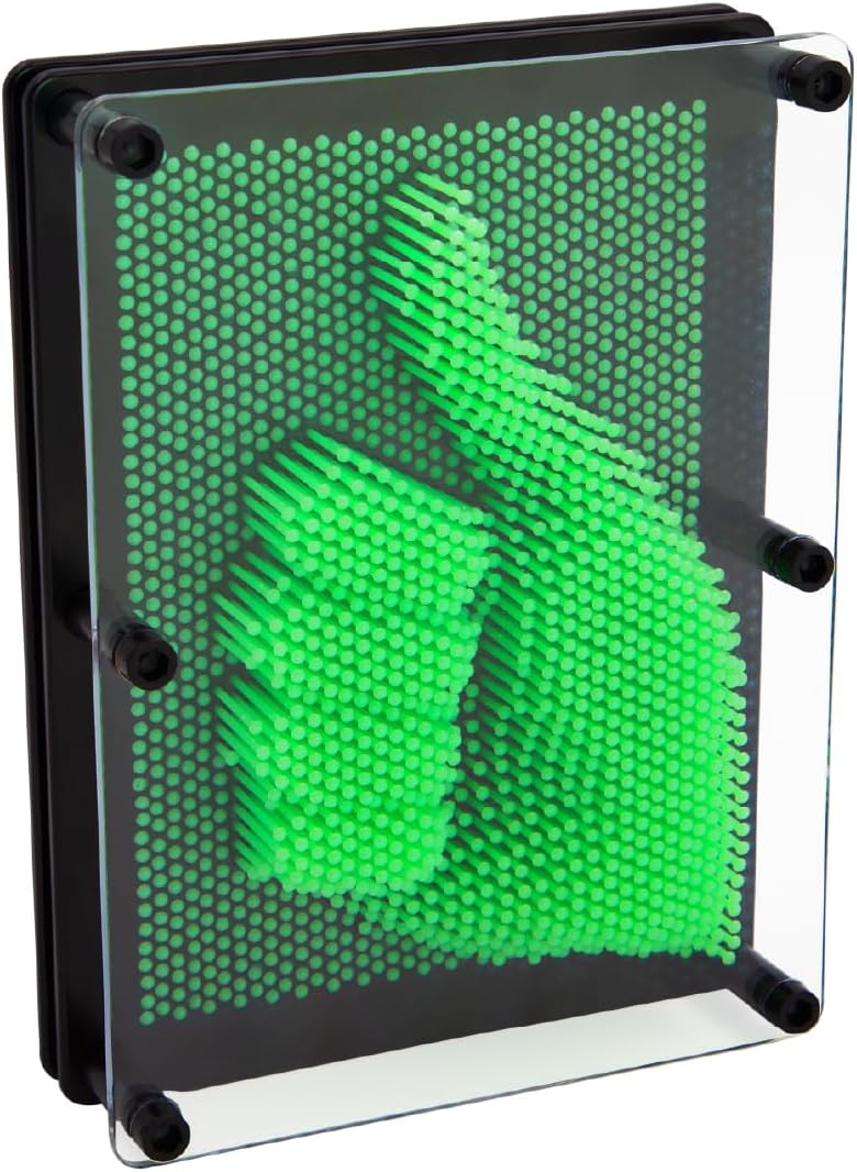 โ Global Gizmos 48109 Glow in the Dark Pin Art Impression Toy/Ideal for Home and Office/Novelty Fun Gift / 3D Fun Desktop Sculpture Gadget/Classic Retro Game / 18cm x 13cm