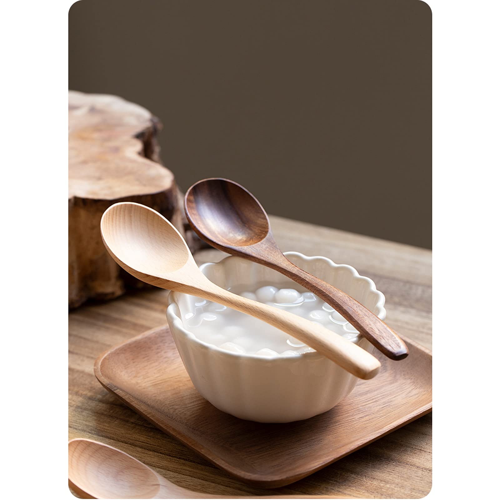 Cuillères Cuillère en bois Soupe à longue manche à couper la cuillère à couper la cuillère Grande soupe soupe cuillère cuillère Cuillère de miel de la cuillère de riz Porridge cuillère 6 pièces pour C