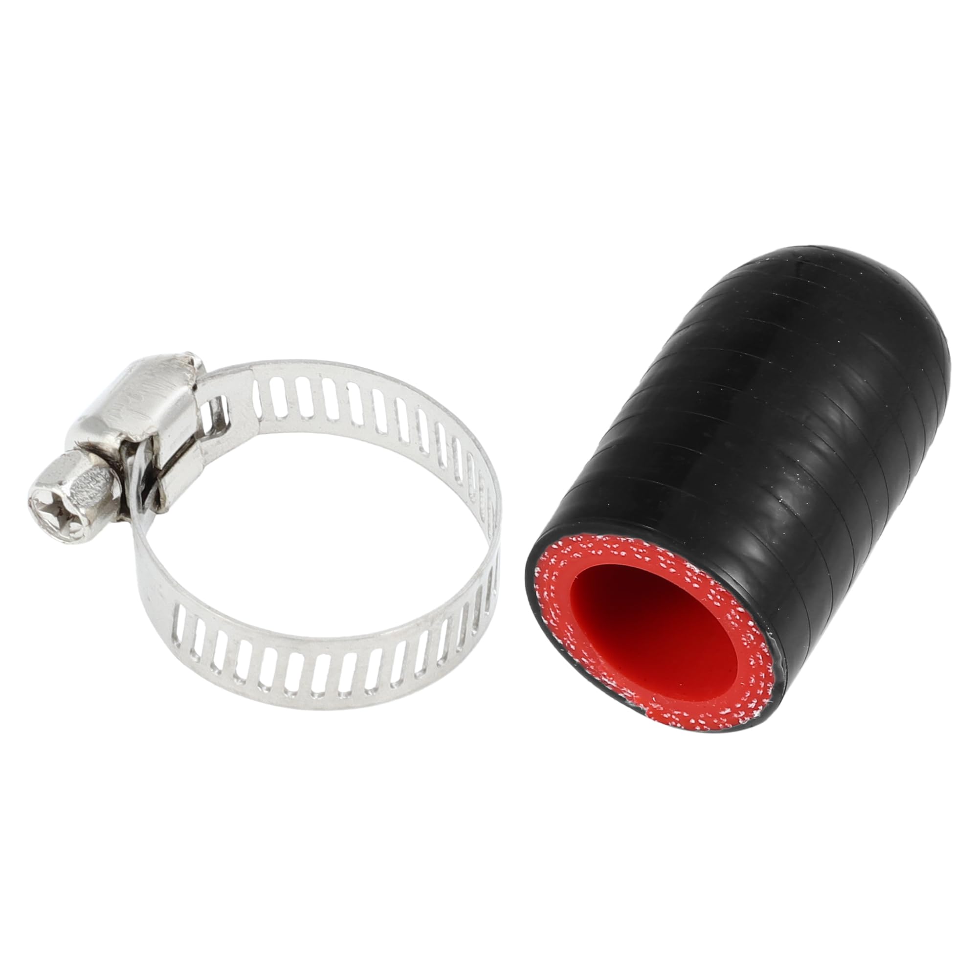 X AUTOHAUX 1 Embout De Tuyau De Voiture En Caoutchouc De Silicone Noir Et Rouge Avec Colliers De Serrage, Bouchon D'obturation Renforcé En Silicone