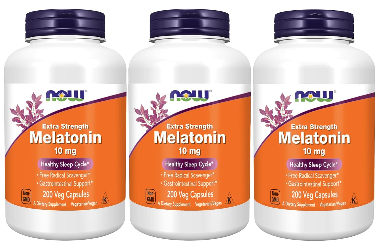 Now Supplements, Melatonin, Extra Strength 10 mg, 200 Veg Capsules — Amazon image 9