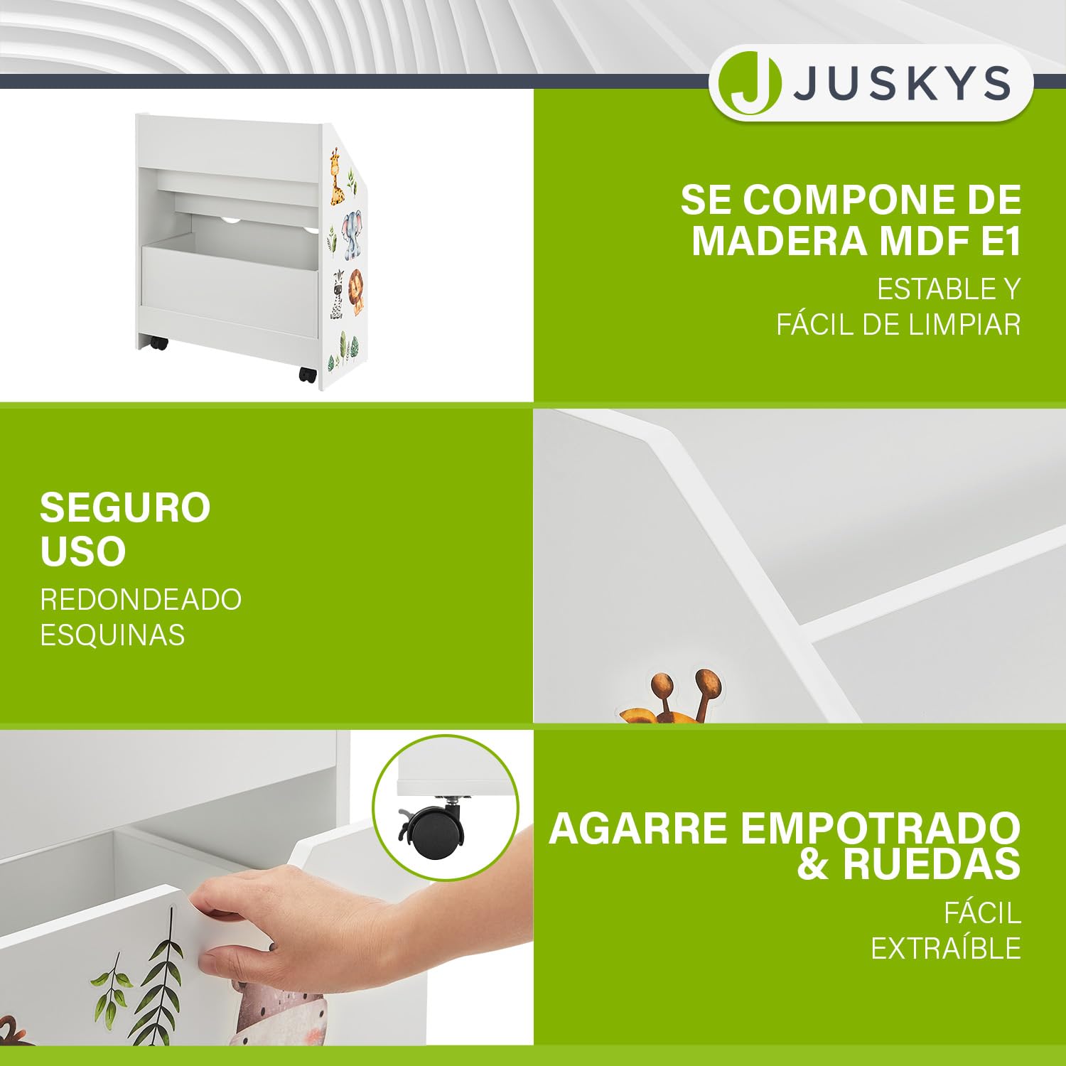 Juskys Estantería Infantil para Libros con 3 estantes y juguetero - Librería de Madera Blanca - 63x30x70 cm APA - Almacenamiento de Libros y Juguetes en la habitación Infantil