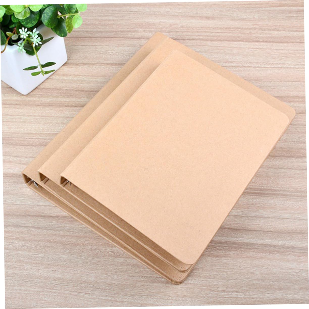 3 pièces Lot de Classeurs Souples à Anneaux Kraft Couverture Reliure pour Carnet Perforé Protection et Portable pour Bureau et École