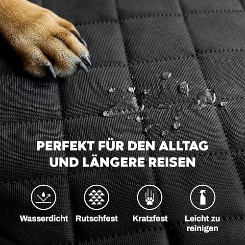Hainberger Hundedecke Auto Rückbank Wasserabweisende Kratzfeste Autodecke für Hunde wasserdichte rutschfeste Autoschondecke mit Seitenschutz und Sichtfenster, 4-in-1 Rücksitzschoner 137x147 cm