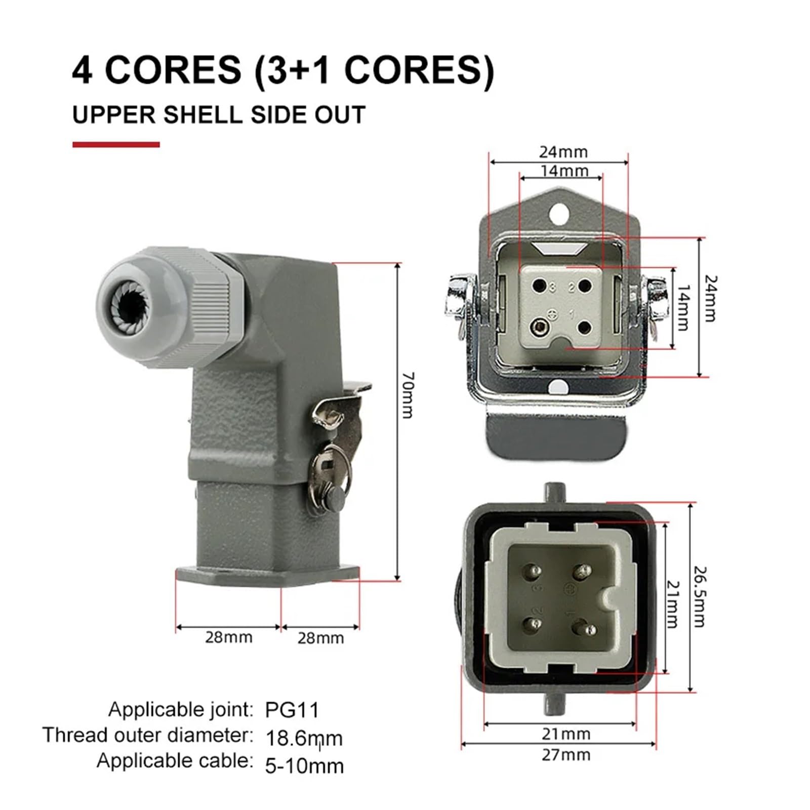 HA Hochleistungs-wasserdichter Steckverbinder - 4/5/6/8-poliger Industrie-Luftfahrtstecker for zuverlässige elektrische Verbindungen, 1 Stück(5 Terminal Type E)