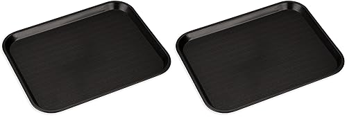 Carlisle FoodService Products Bandeja de plástico para comida rápida, 14 x 18 pulgadas, color negro (paquete de 2)