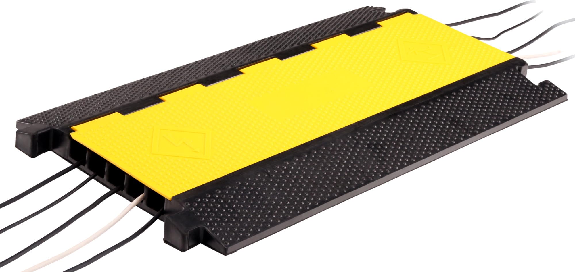 Pronomic Protector 5-90L Kabelbrücke 5-Kanal mit Steckverbindung 90 x 49 x 4,5 cm - Kabelkanal aus Kunststoff für Versanstaltungen - Kabel Überfahrschutz für Boden - Schwarz/Gelb