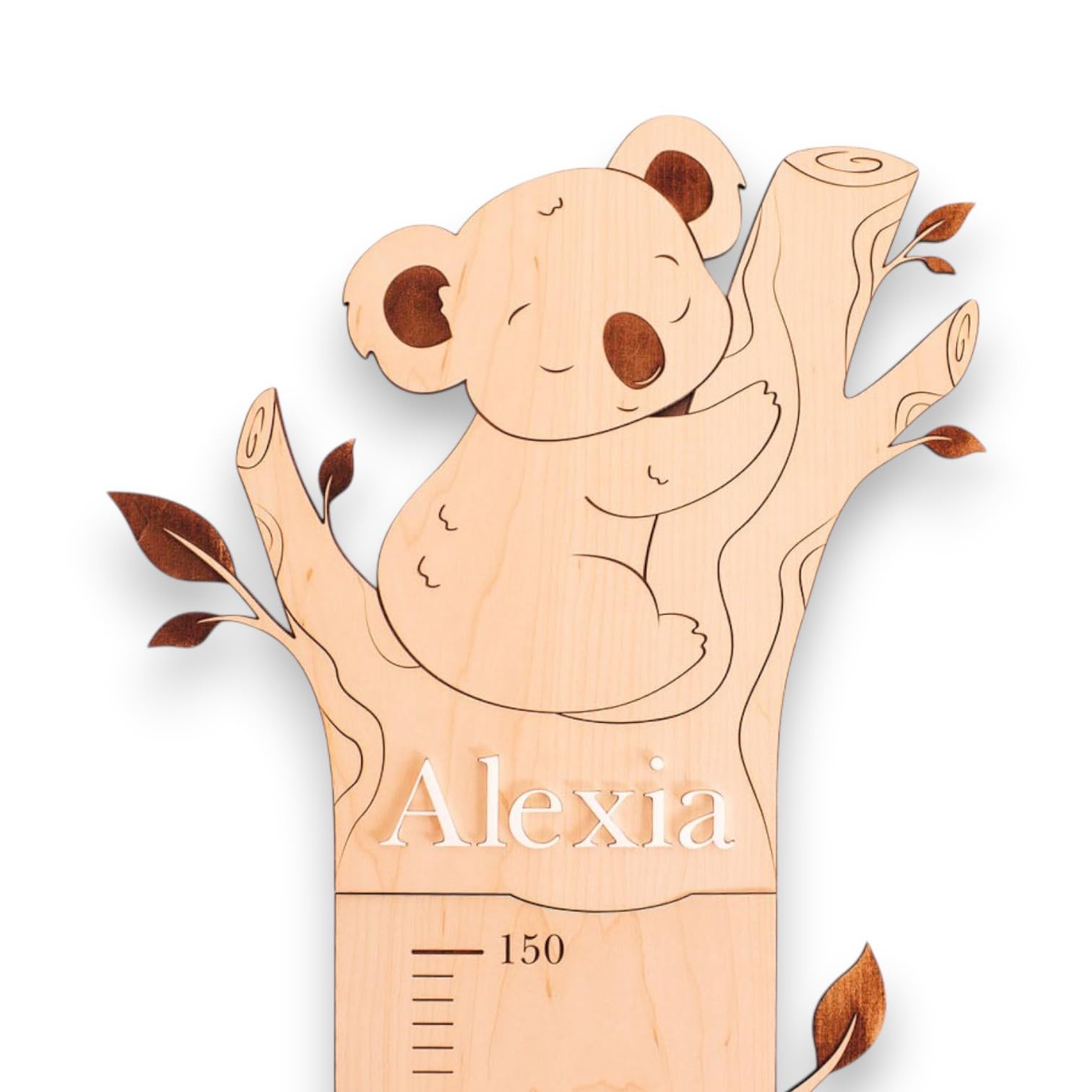 Medidor Koala Infantil Personalizado – Medidor Infantil Pared Madera con Nombre – Regla de Crecimiento para Bebés y Niños – Decoración Habitación Infantil Montessori