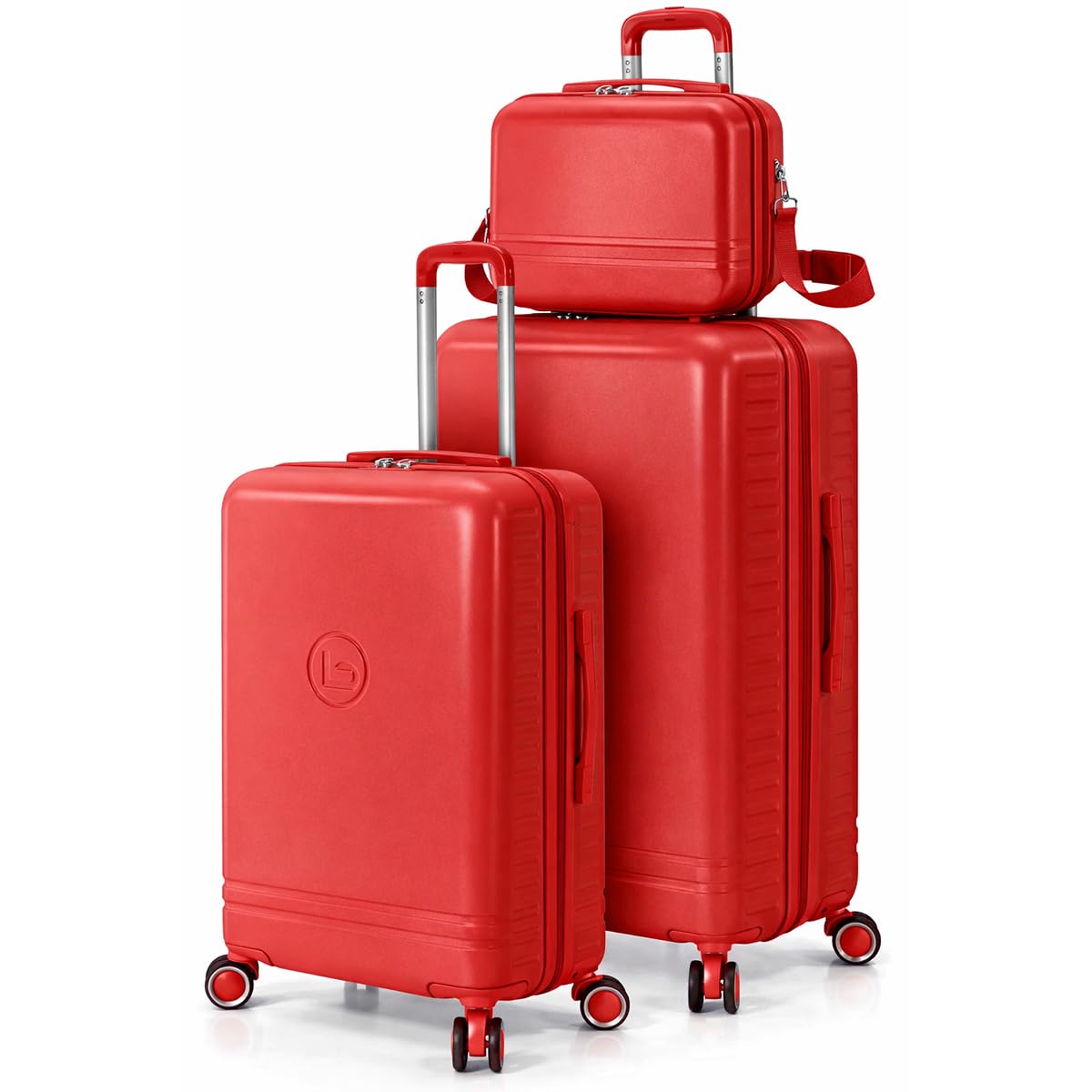 BENZI Juego de Maletas BZ5827R-60/50, 2 Piezas Rígidas Extensibles ABS y Neceser, Cabina 50 cm y Mediana 60 cm, 4 Ruedas Dobles, Cerradura de Combinación, Rojo